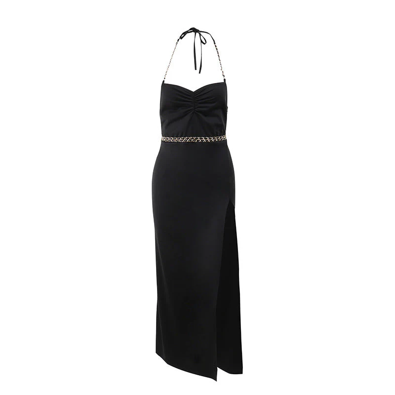 Solid Color Back Slit Dress - Image 3