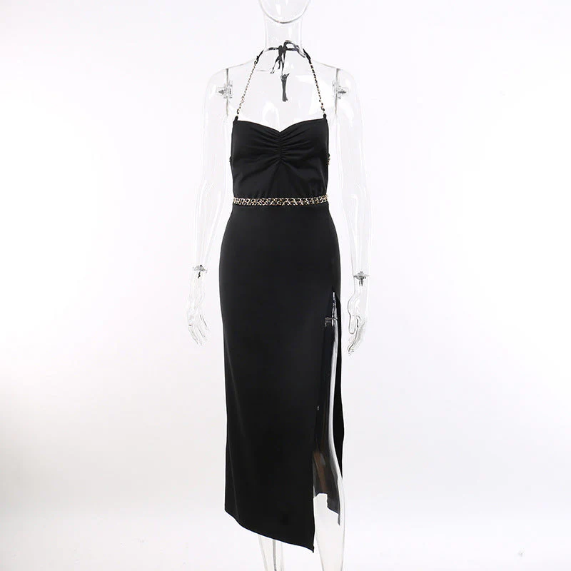 Solid Color Back Slit Dress - Image 4