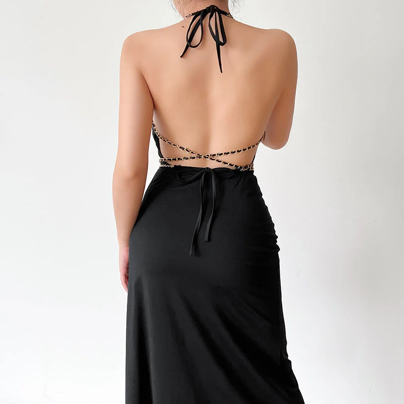 Solid Color Back Slit Dress - Image 5