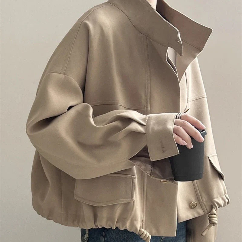 Solid Color Oversized Button Jacket - Image 2
