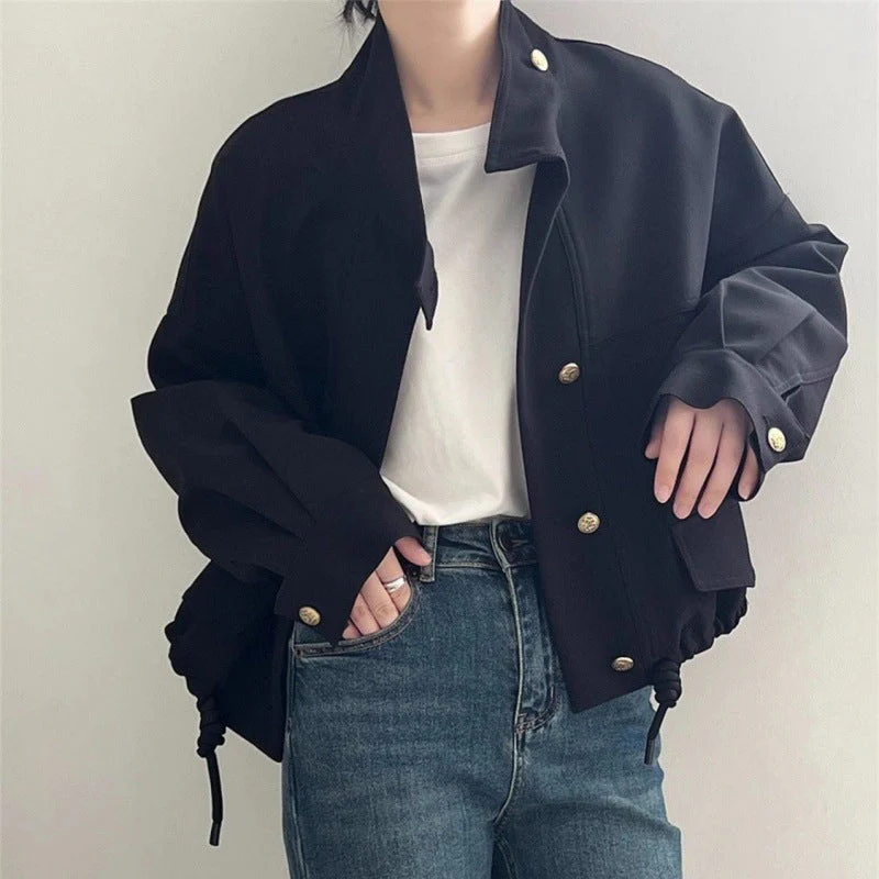Solid Color Oversized Button Jacket - Image 3