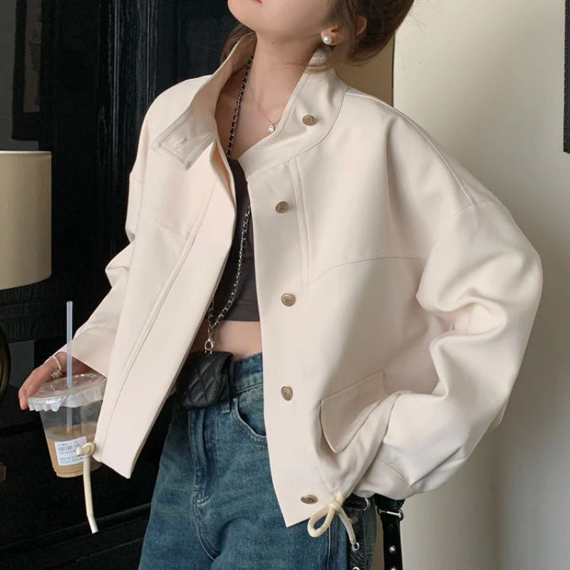 Solid Color Oversized Button Jacket - Image 4