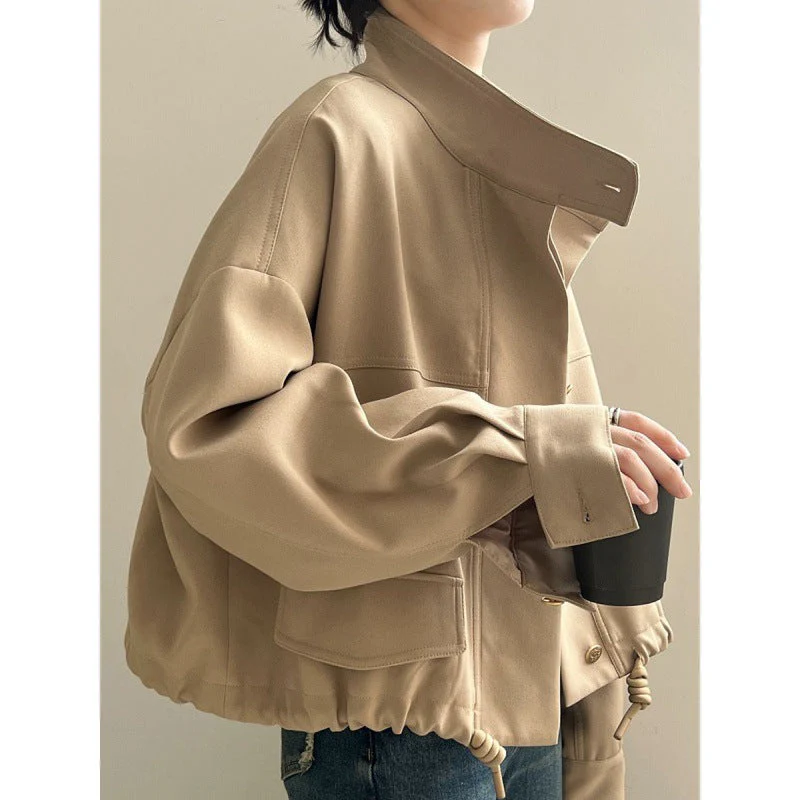 Solid Color Oversized Button Jacket - Image 7