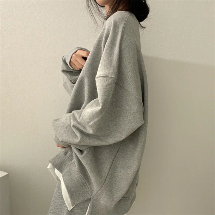 Solid Color Oversized Sweatshirt - Image 10