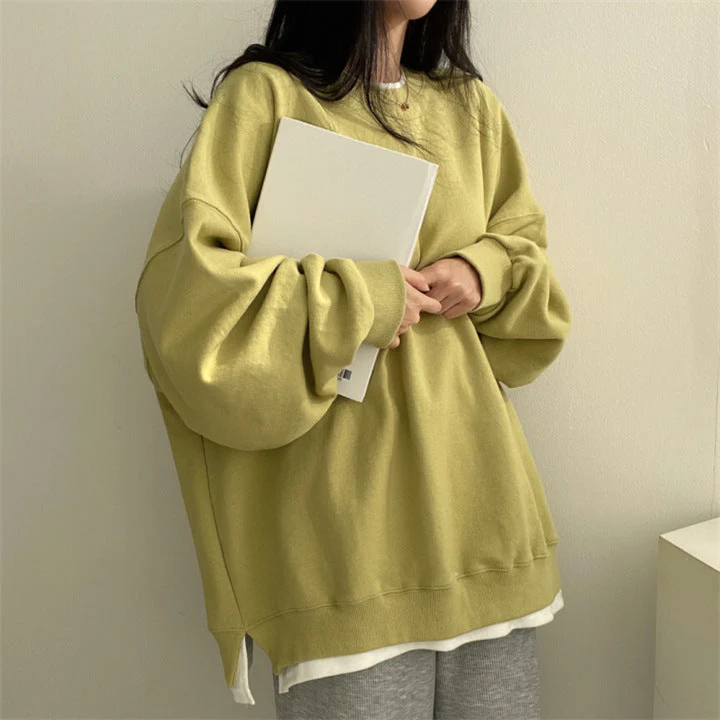 Solid Color Oversized Sweatshirt - Image 4