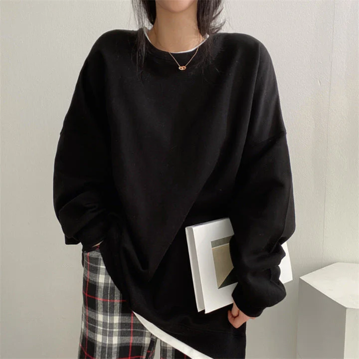 Solid Color Oversized Sweatshirt - Image 5