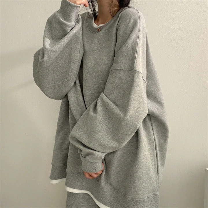Solid Color Oversized Sweatshirt - Image 6