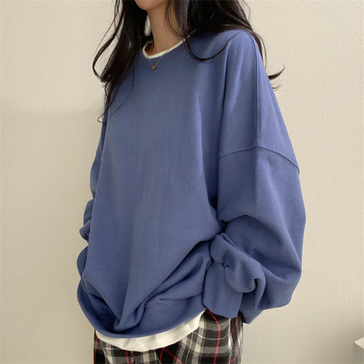 Solid Color Oversized Sweatshirt - Image 7