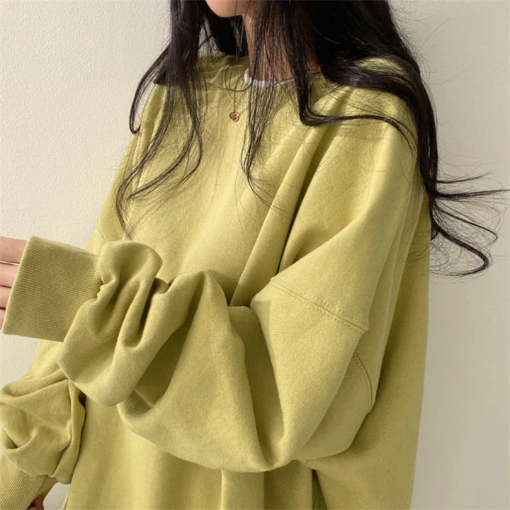 Solid Color Oversized Sweatshirt - Image 8