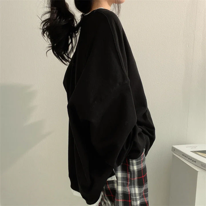 Solid Color Oversized Sweatshirt - Image 9