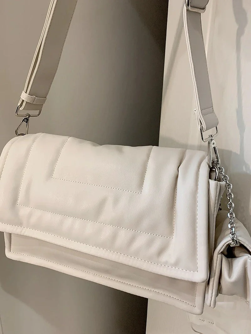 Solid Color Pu Leather Crossbody Bag - Image 11