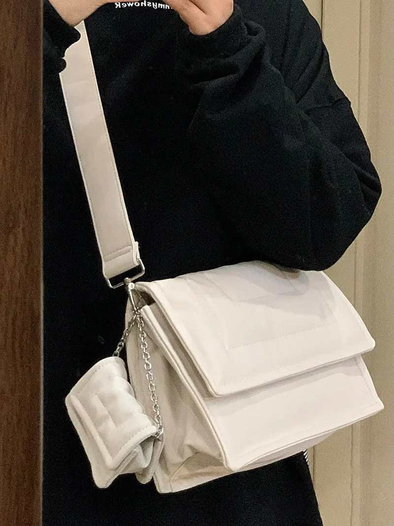 Solid Color Pu Leather Crossbody Bag - Image 5