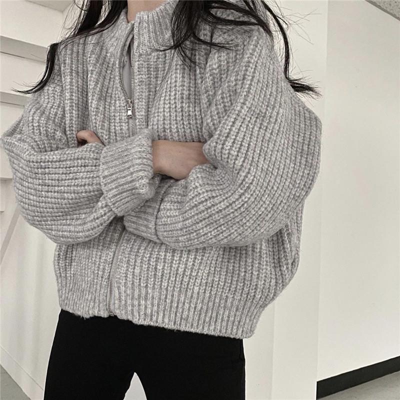 Solid Color Zip Up Cardigan - Image 11