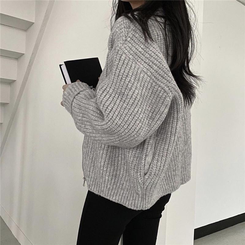 Solid Color Zip Up Cardigan - Image 6