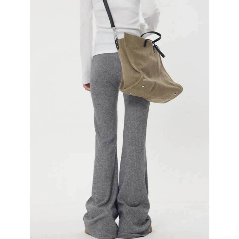 Solid High Rise Flare Leg Pants - Image 4