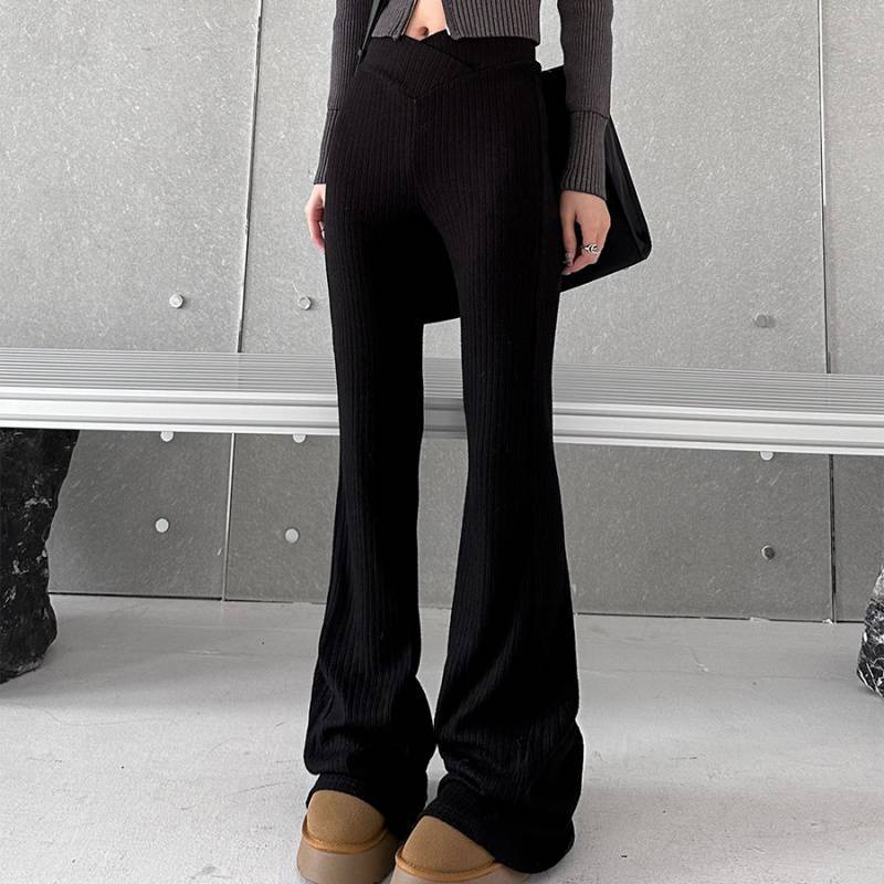 Solid High Rise Flare Leg Pants - Image 6