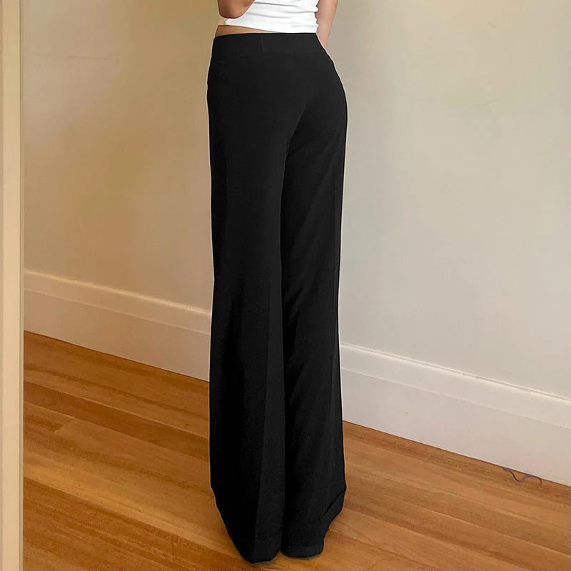 Solid High Rise Flared Straight Leg Pants - Image 4