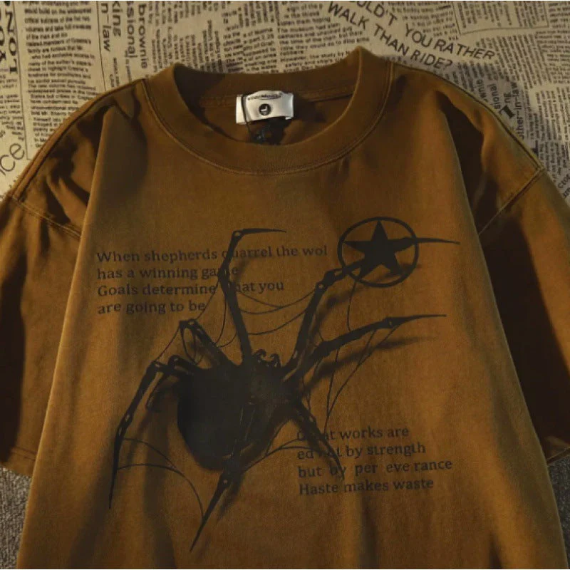 Spider Print Oversized Short Sleeve Tee - Image 5