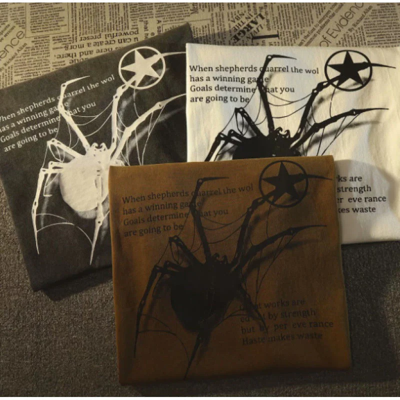 Spider Print Oversized Short Sleeve Tee - Image 8