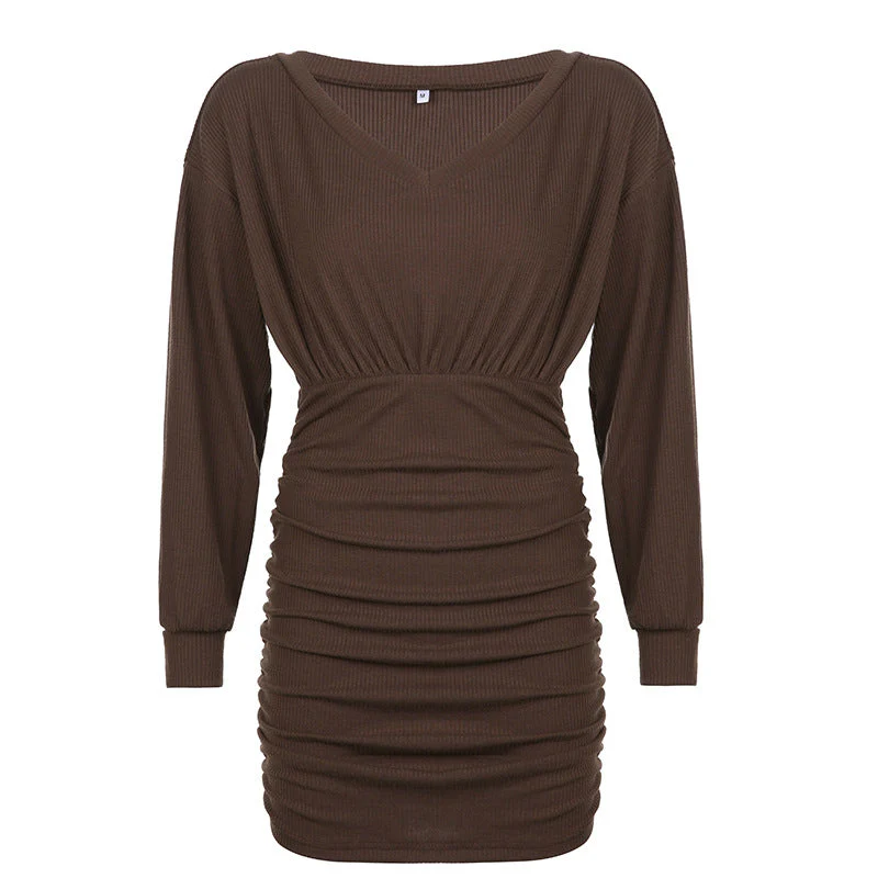 Split Long Sleeve Knit Mini Dress - Image 7