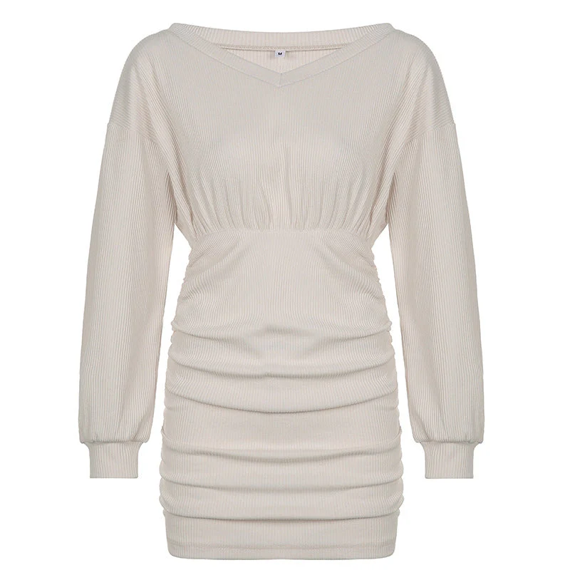 Split Long Sleeve Knit Mini Dress - Image 8
