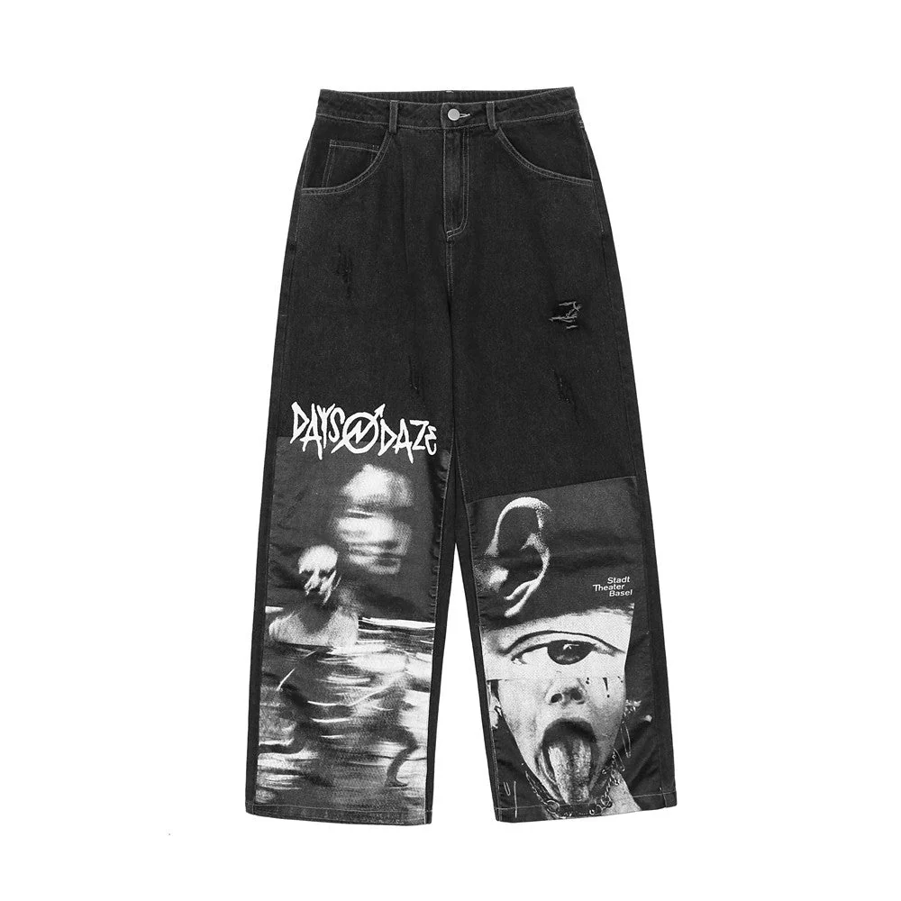 Spoof abstract character print jeans - Image 9
