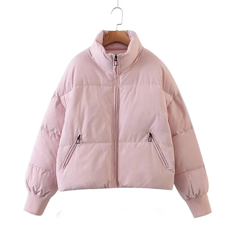 Stand-up Collar Zipper Pocket Padded Jacket - Image 4