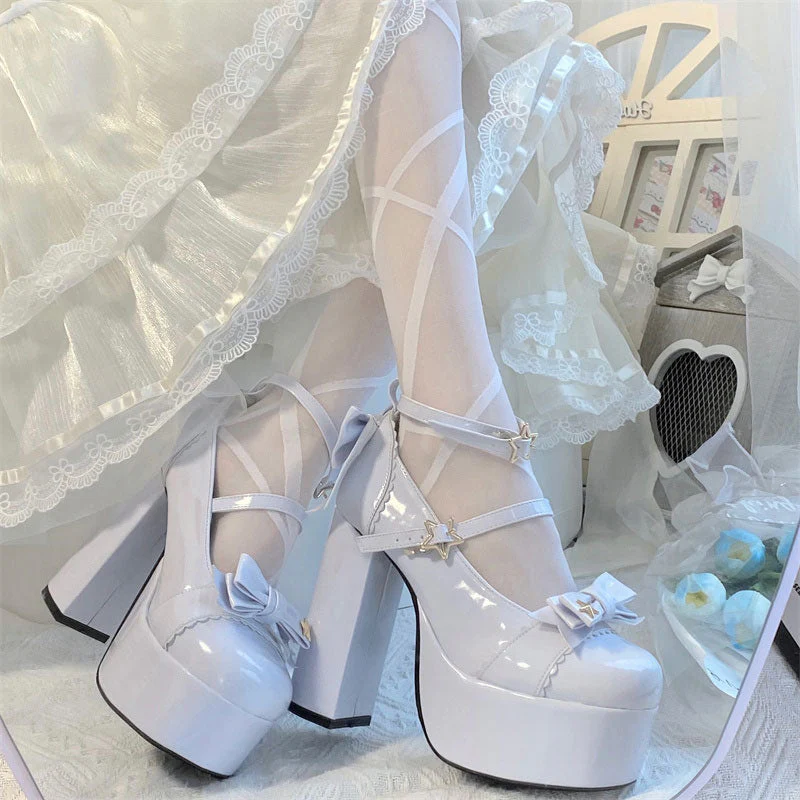 Star Bow Platform Heels Shoes - Image 3