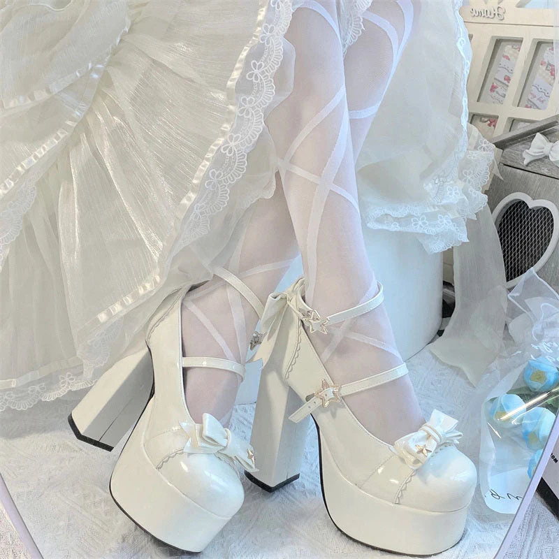 Star Bow Platform Heels Shoes - Image 4