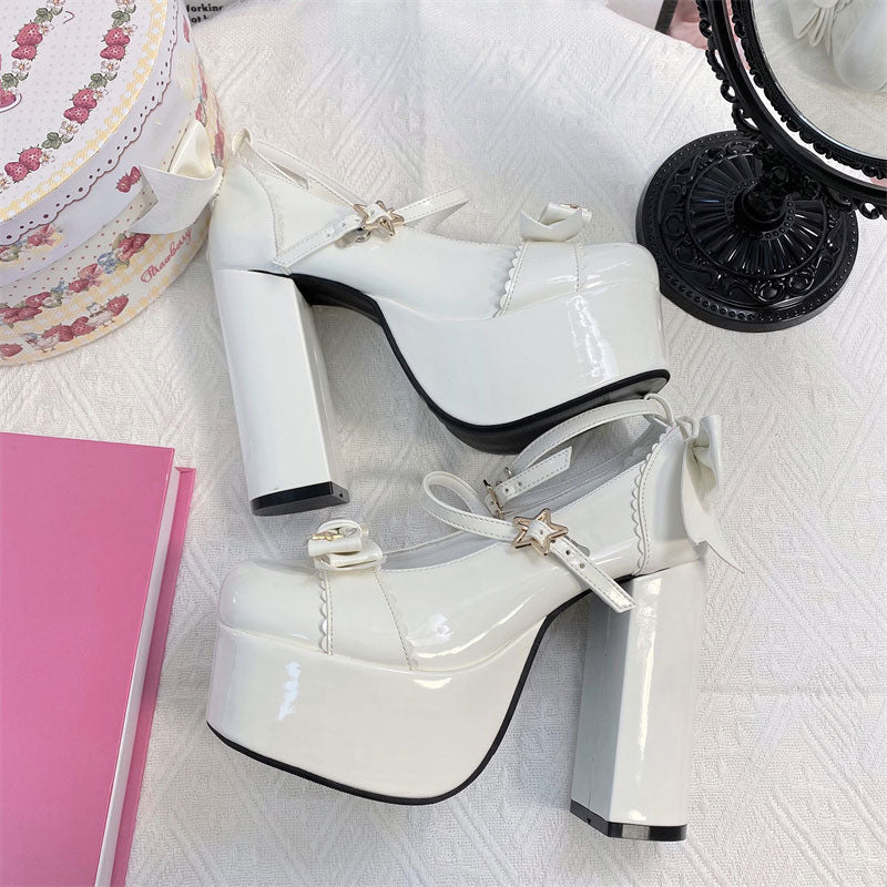 Star Bow Platform Heels Shoes - Image 6