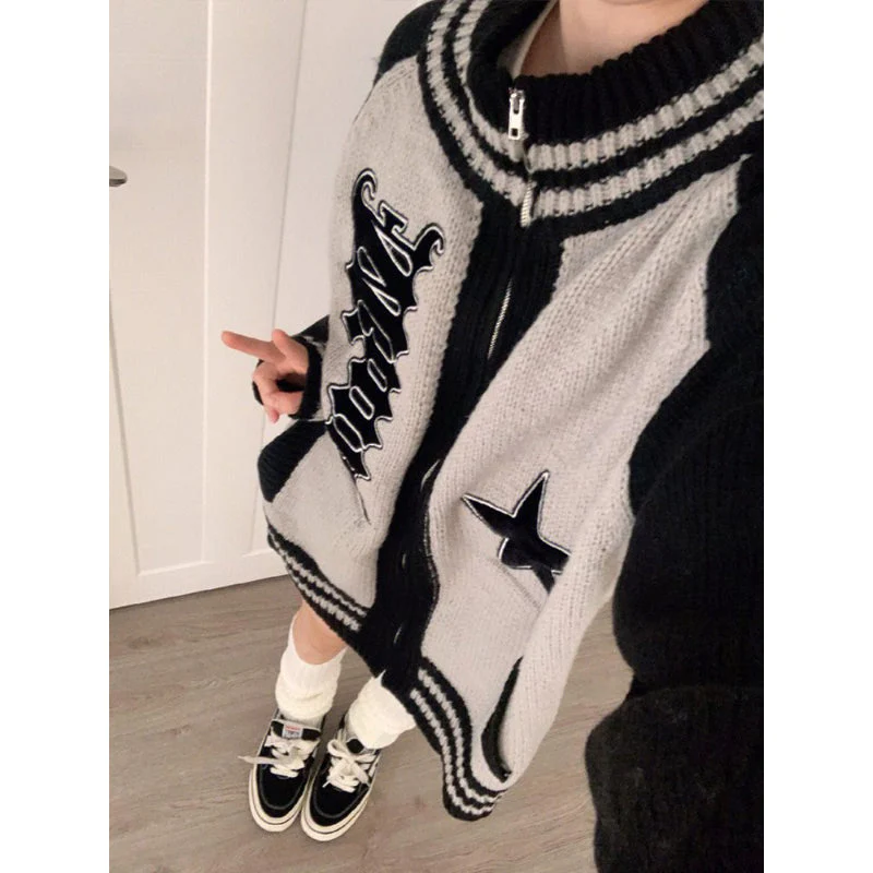 Star Jacquard Zip Up Cardigan - Image 8
