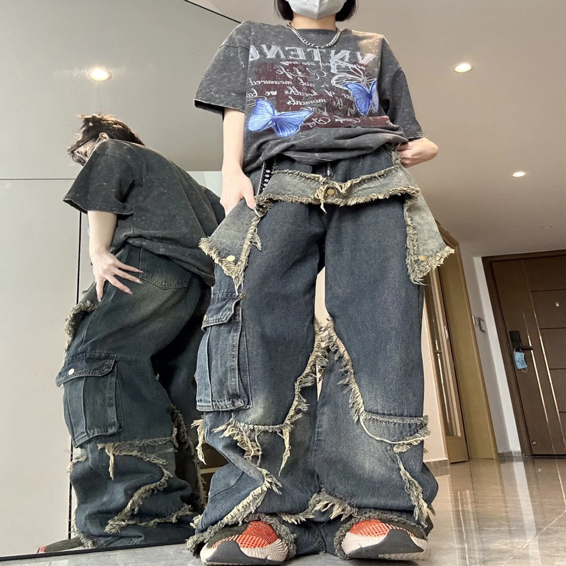 Star Patch Distressed Blue Boyfriend Jeans - Image 2