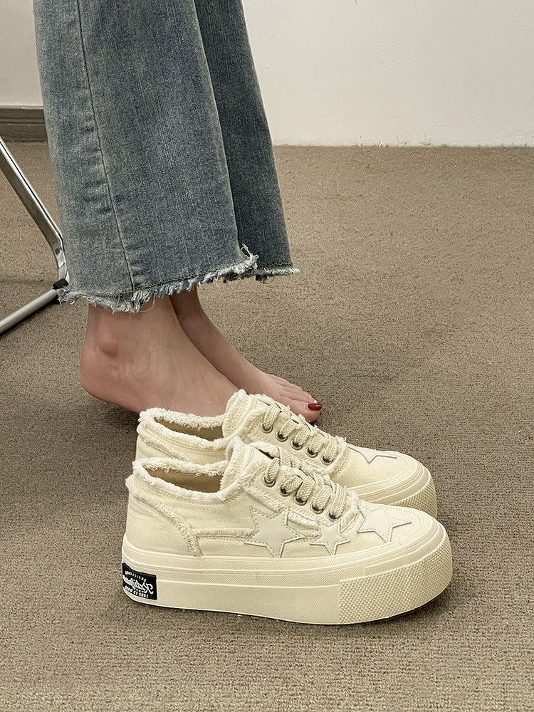 Stars Frayed Trim Sneakers - Image 7