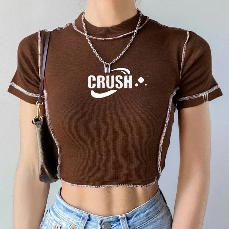 Stitch Detail Ribbed Crop Top - Image 2