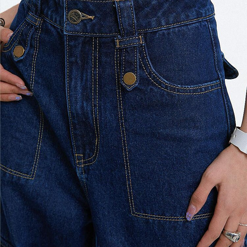 Stitched Detail Straight Leg Cargo Jeans - Image 3