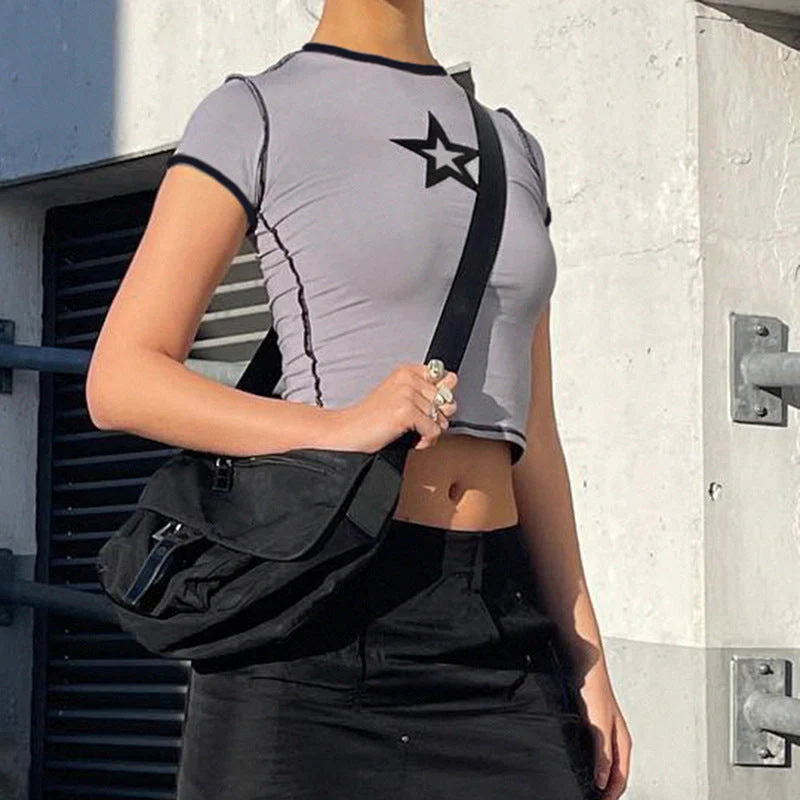 Stitched Star Print Baby Crop Top - Image 3