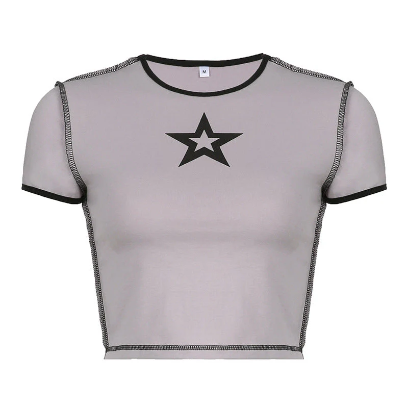 Stitched Star Print Baby Crop Top - Image 6