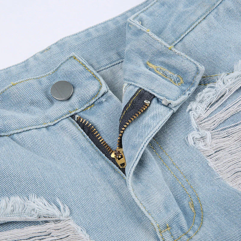 Straight Leg Blue Ripped Jeans - Image 8