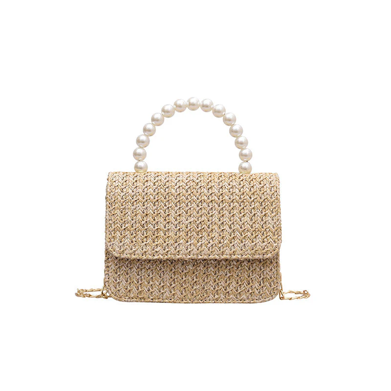 Straw Pearl Cross Body Bag - Image 10
