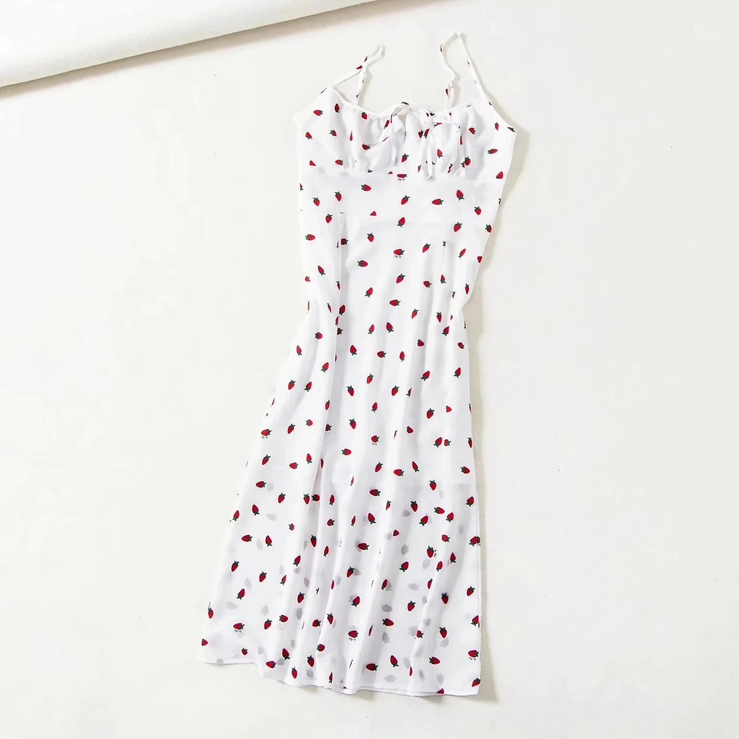 strawberries printed suspender long dress - Image 8
