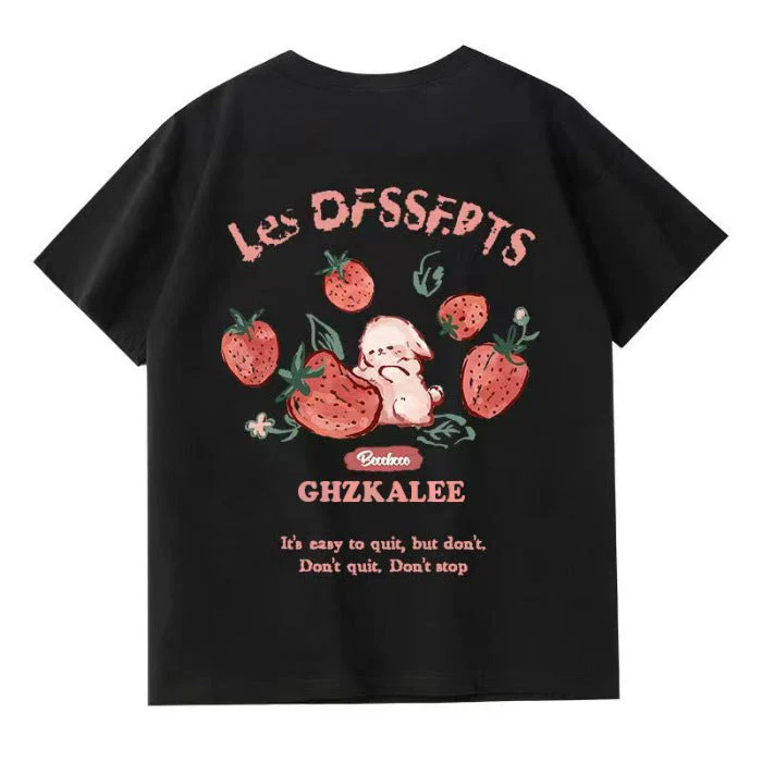 Strawberry Rabbit Print Oversized T-shirt - Image 6
