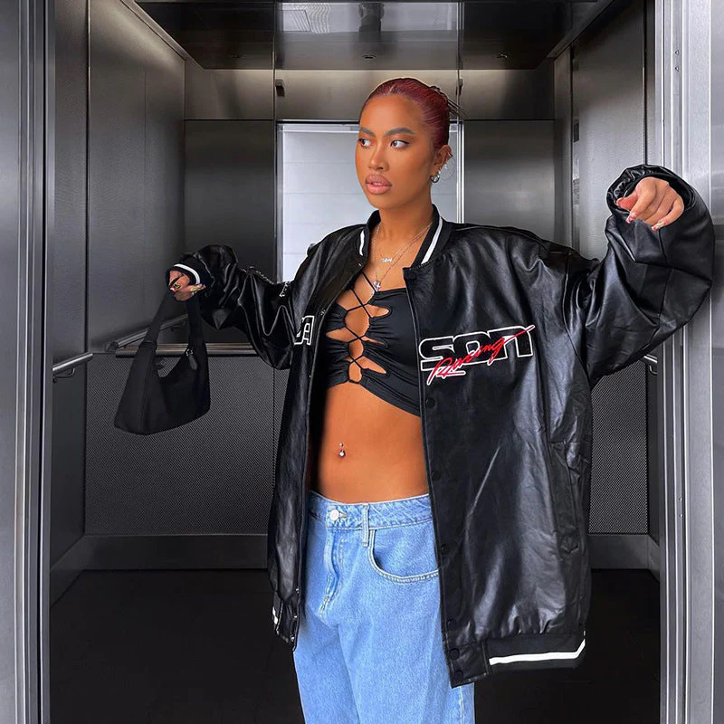 Street Embroidery Leather Jacket - Image 2