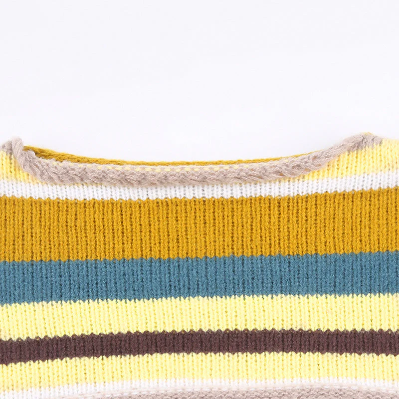 Striped Long Sleeve Bolero Crop Sweater Top - Image 8