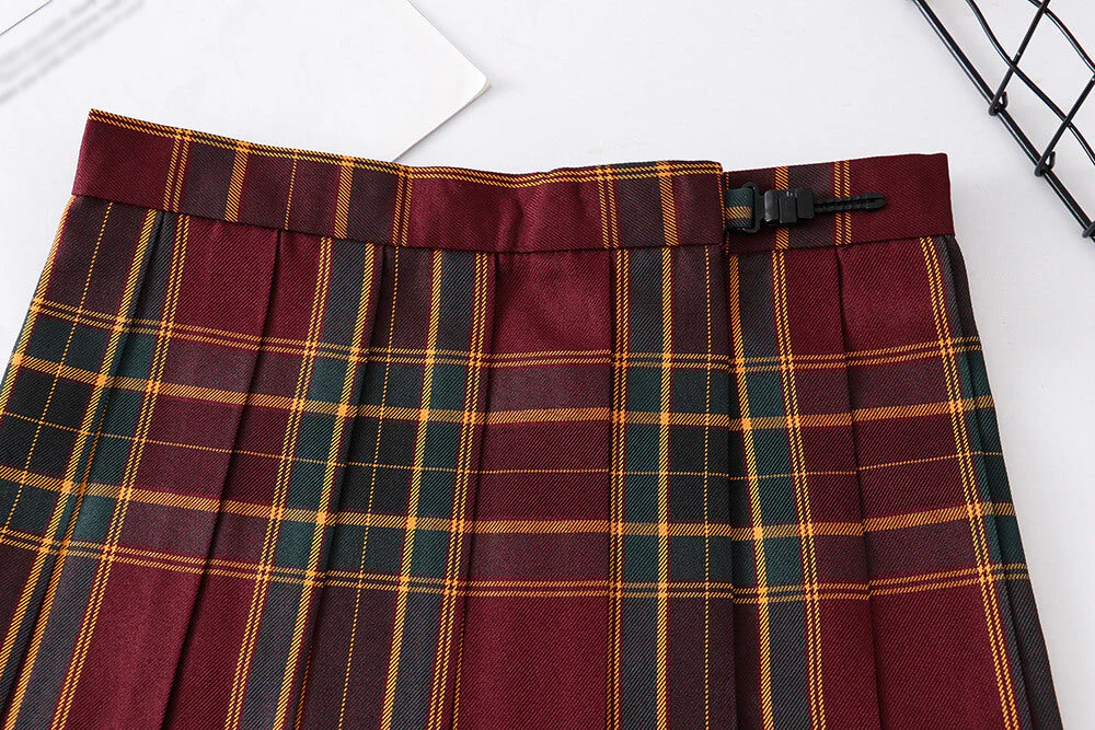 Striped Plaid Pleated Skirt - Image 7
