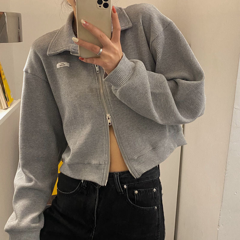 Student Zipper Knit Cardigan - Image 8