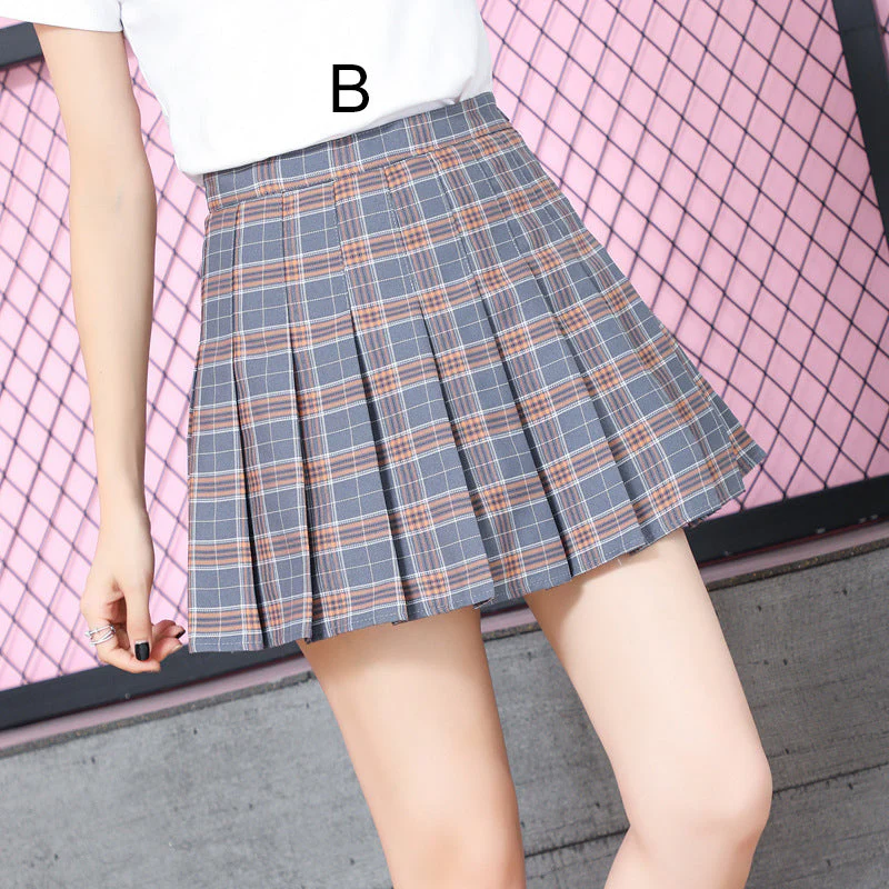 Students Grid Pleated Skirt - Image 3