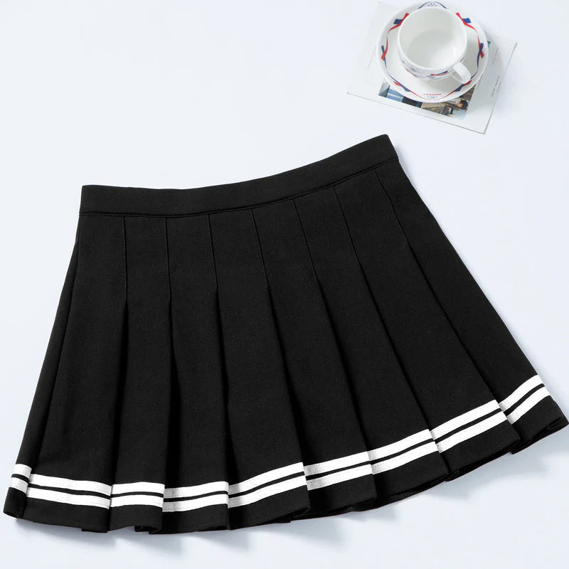 Students Striped Plaid Pleated Skirt - Image 5