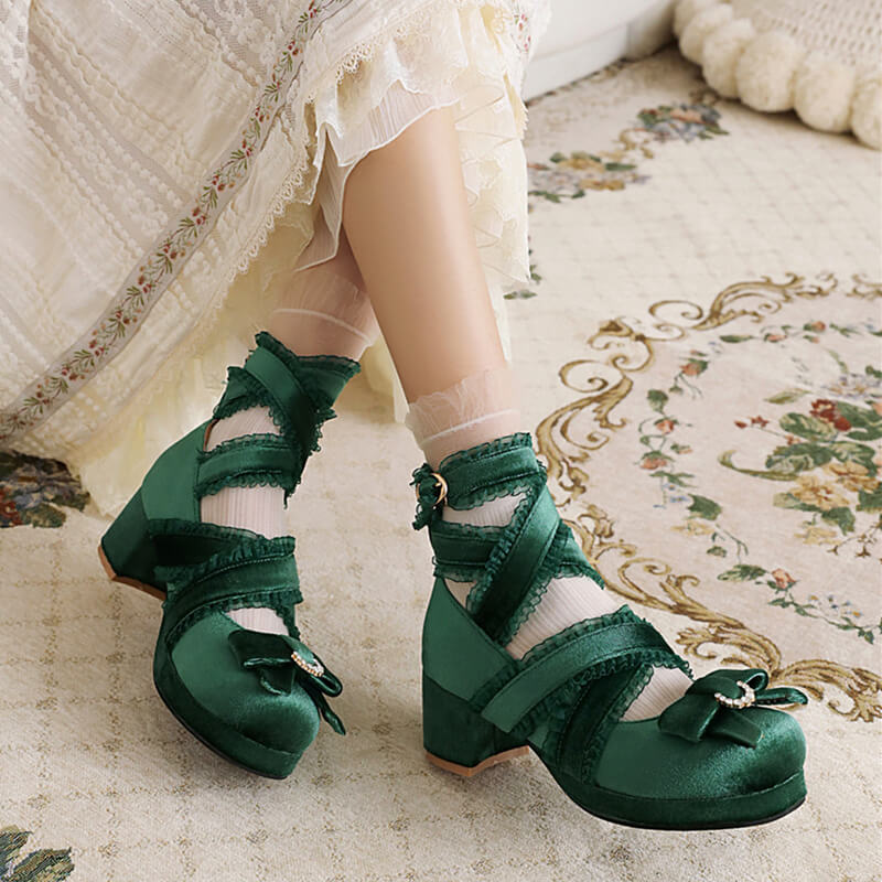 Suede Lace Bow Shoes - Image 3