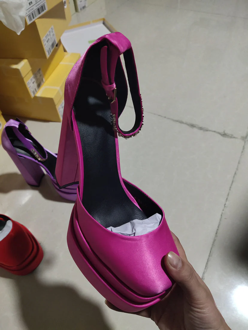 Summer Chunky Heel Hollow Sandals - Image 58