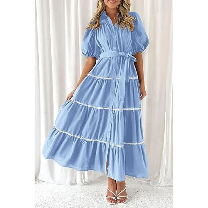 Suspender Printed Maxi V-Neck Dress - Image 3